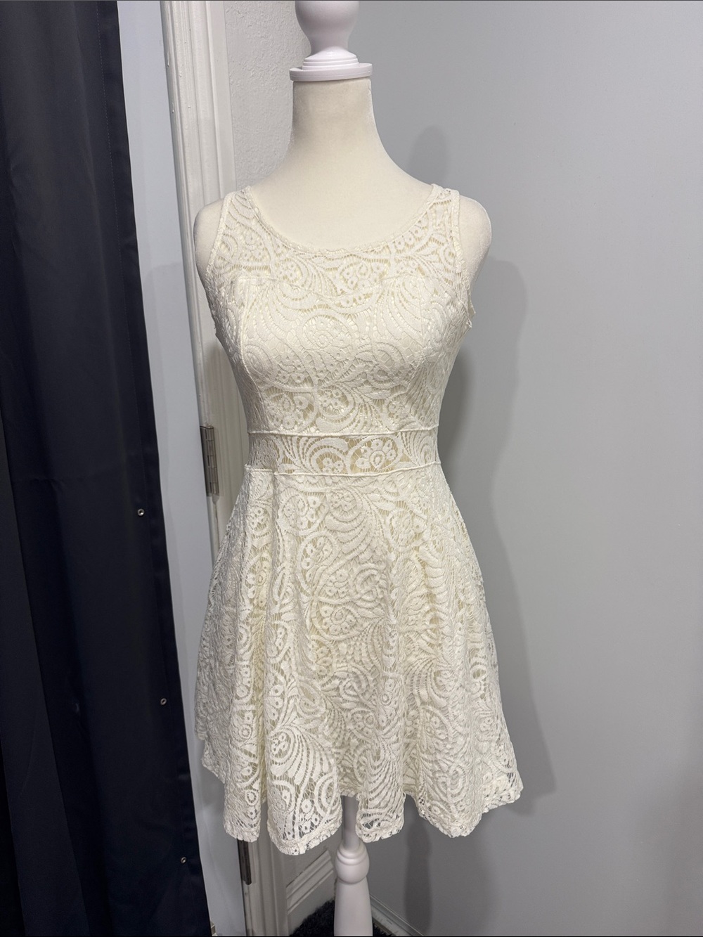 American Rag Cream Lace Fit & Flare Mini Dress